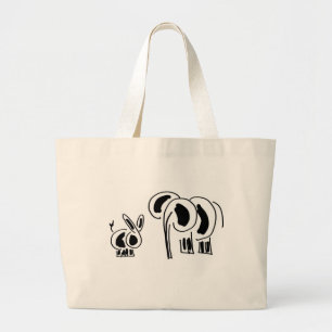 Bolsa Tote Grande amigos do asno e do elefante