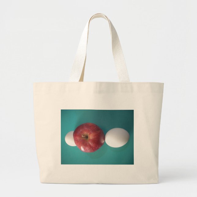 Bolsa Tote Grande Amigos do Café da Manhã: Dois Ovos $uma Apple Aind (Frente)