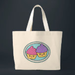 Bolsa Tote Grande Amigos do Cupcake Kawaii<br><div class="desc">Uber fofo e doce bolsa de Kawaii Tote segura uma tonelada e pode ser usada para um saco de livros,  bolsa ou sono sobre saco!</div>