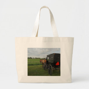 Bolsa Tote Grande Amish Horse e Buggy no Sunset