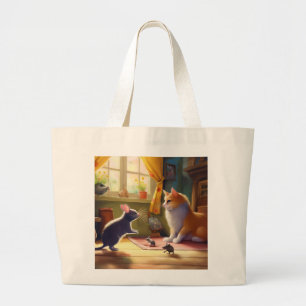 Bolsa Tote Grande "Amizade de Gato e Rato - Encontro Repleto"