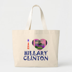 Bolsa Tote Grande Amo Hillary Clinton para o presidente americano He