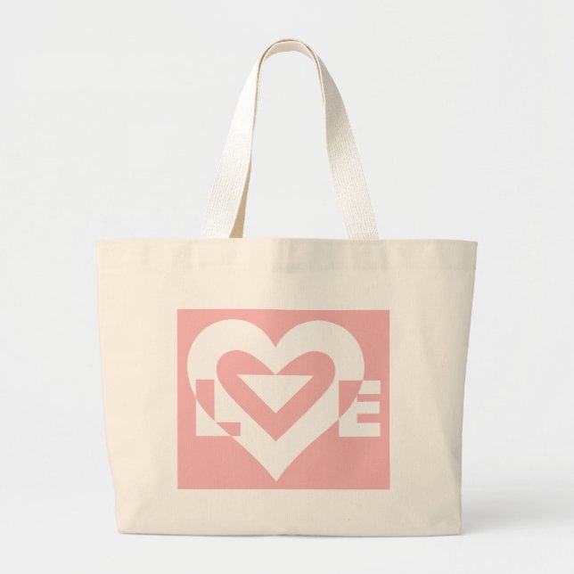 Bolsa Tote Grande Amor branco a rosa (Frente)