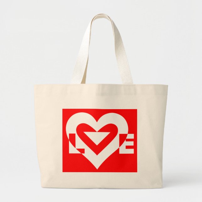Bolsa Tote Grande Amor Branco em Vermelho (Frente)