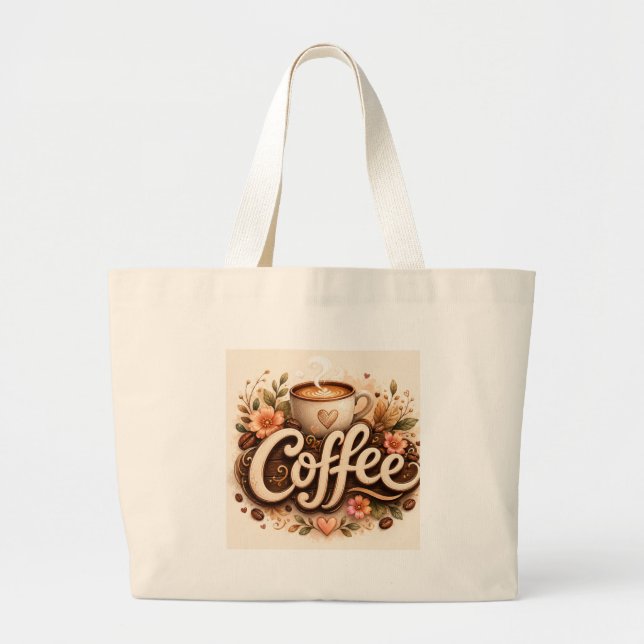 Bolsa Tote Grande Amor Café Floral (Frente)