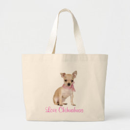 Bolsa Tote Grande Amor Chihuahua Puppy Dog Tote Bag