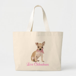 Bolsa Tote Grande Amor Chihuahua Puppy Dog Tote Bag