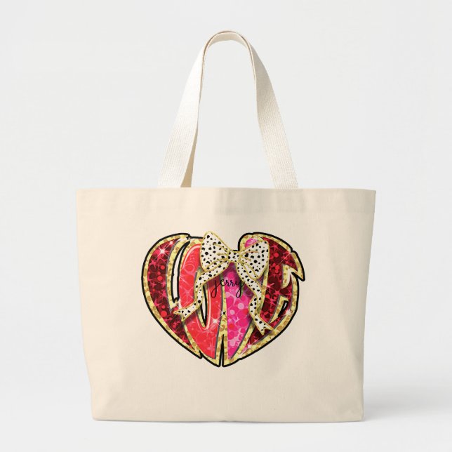 Bolsa Tote Grande AMOR com Arco Dalmaciano e nome personalizado (Frente)