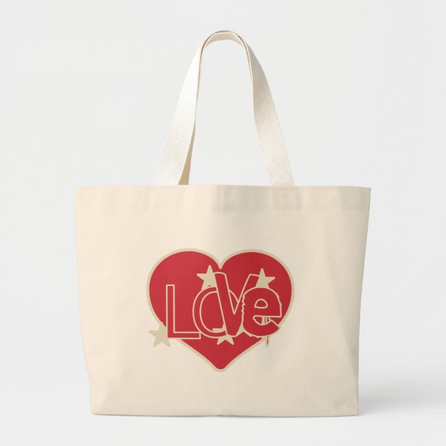Bolsa Tote Grande Amor Coração e Estrelas (Frente)