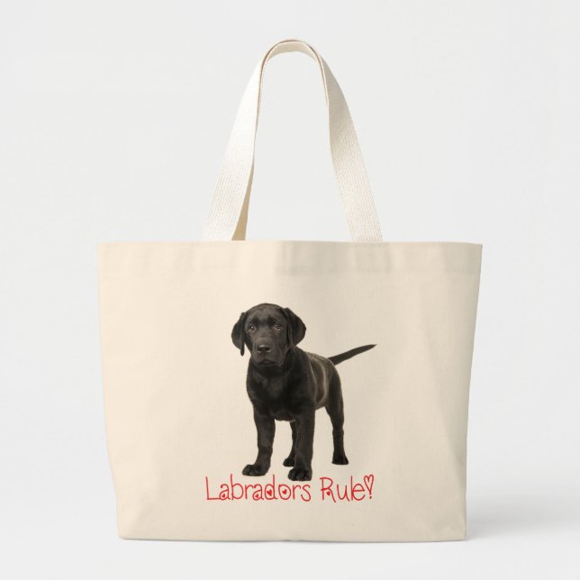 Bolsa Tote Grande Amor de Cão Negro Labrador (Frente)