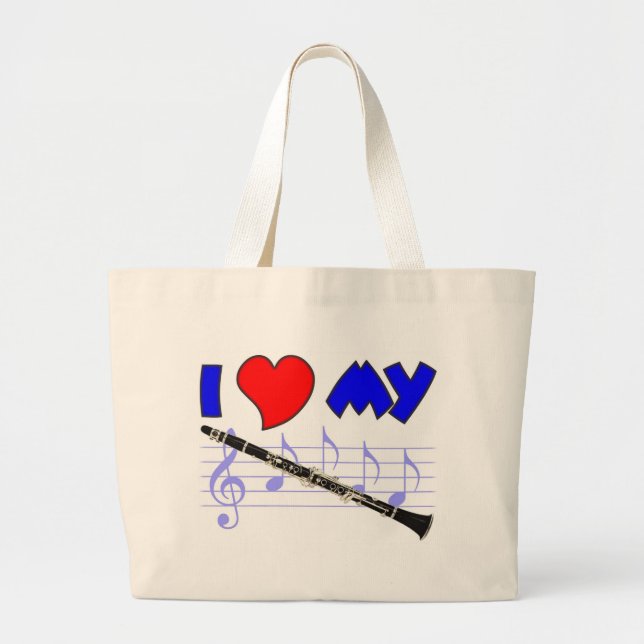 Bolsa Tote Grande Amor do clarinete (Frente)
