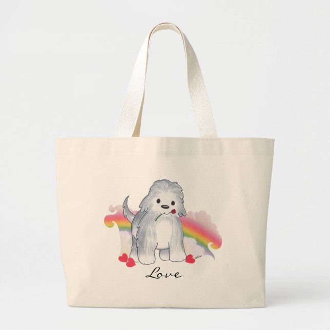 Bolsa Tote Grande Amor do Sheepdog (Frente)