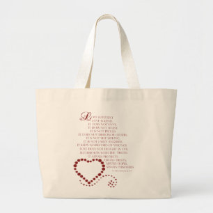 Bolsa Tote Grande Amor é amor paciente é tipo 1 Corinthians 13: 4-7