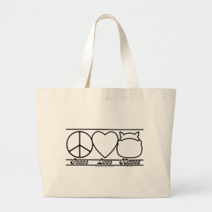 Bolsa Tote Grande Amor e hipopótamos da paz