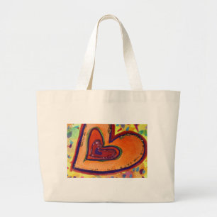 Bolsa Tote Grande Amor Feliz Corações Arte Inspiracional Tote Bag