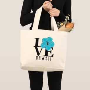 Bolsa Tote Grande AMOR Havaí - Blue Hibiscus