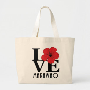 Bolsa Tote Grande AMOR Makawao Hawaii Red Hibiscus