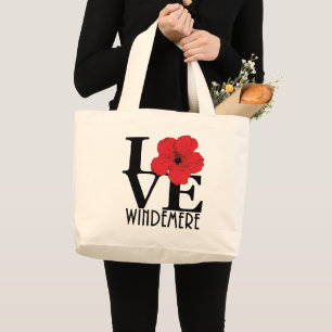 Bolsa Tote Grande AMOR Windemere Florida Red Hibiscus