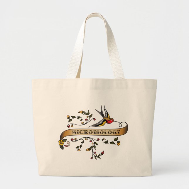 Bolsa Tote Grande Andorinha e rolo com microbiologia (Frente)