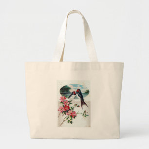 Bolsa Tote Grande Andorinhas de celeiro do vintage