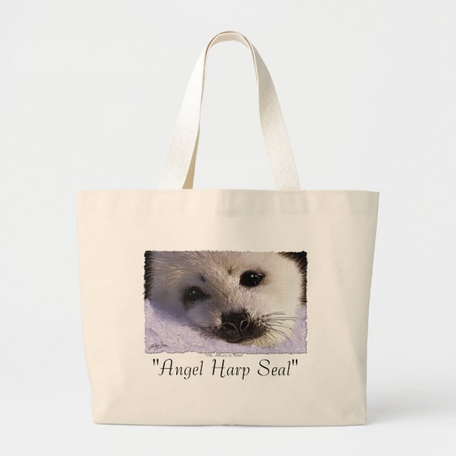 Bolsa Tote Grande "Angel Harp Seal" Saco de Carregar Anti-Caça-Selva (Frente)