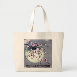 Bolsa Tote Grande Angels lendo por Cherry Blossom Moon_Personalizado