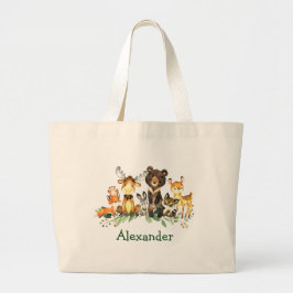 Bolsa Tote Grande Animais da Floresta Florestal de Aquarela