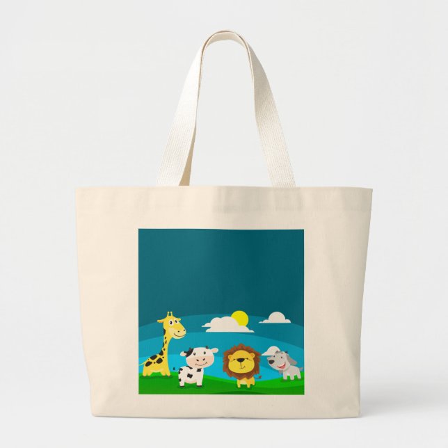 Bolsa Tote Grande Animais de desenho animado       (Frente)