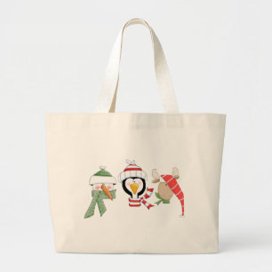 Bolsa Tote Grande Animais do trio do Natal