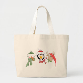 Bolsa Tote Grande Animais do trio do Natal