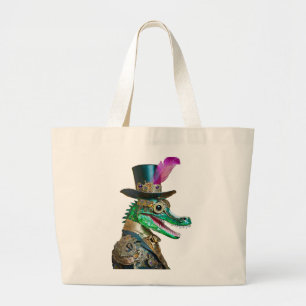 Bolsa Tote Grande Animal de festa Mardi Gras Steampunk Jacaré