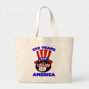 Bolsa Tote Grande Aniversário de 250 anos da América Gato Patriótico