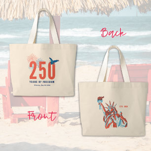 Bolsa Tote Grande Aniversário de 250 anos das Américas Patriótica Li