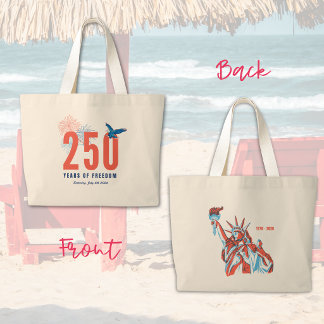 Bolsa Tote Grande Aniversário de 250 anos das Américas Patriótica Li