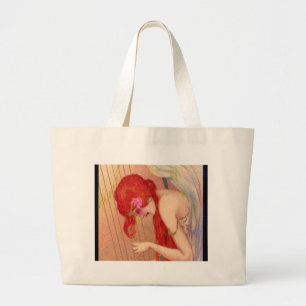 Bolsa Tote Grande Anjo Redheaded antigo doce na harpa