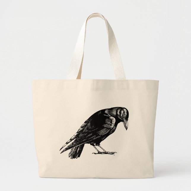 Bolsa Tote Grande Antiquado Crow Blackbird RavenTotebag (Frente)