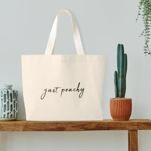 Bolsa Tote Grande Apenas Peachy Manuscrito Mínimo Moderno