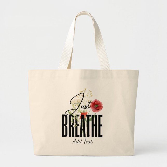 Bolsa Tote Grande Apenas Respire - Inspiração Floral Yoga (Frente)