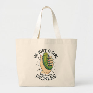 Bolsa Tote Grande Apenas Uma Garota Que Ama Picles - Vegan Engraçado