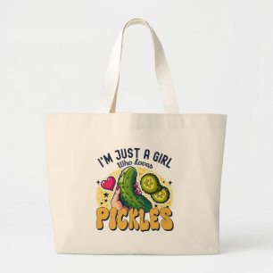 Bolsa Tote Grande Apenas Uma Garota Que Ama Picles - Vegan Engraçado