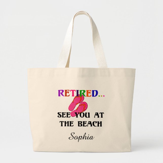 Bolsa Tote Grande Aposentado - Vejo-te na praia, Modelo (Frente)