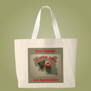 Bolsa Tote Grande Apreciação de Professora Apple Vermelha