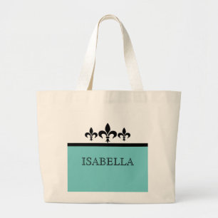 Bolsa Tote Grande Aqua Swanky Fleur De Lis Bag