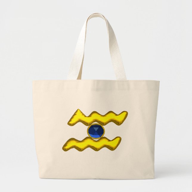 BOLSA TOTE GRANDE AQUARIUS/ZODIAC JOIAS DE ANIVERSÁRIO DOURADO (Frente)