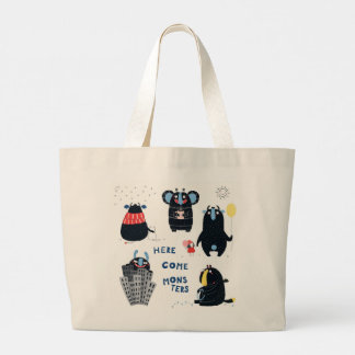 BOLSA TOTE GRANDE AQUI VÊM MONSTERS PERSONALIZADOS TOTE BAG