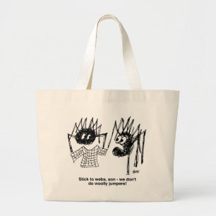 Bolsa Tote Grande Aranhas e aranhas engraçadas tecendo desenhos na 