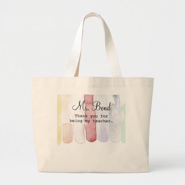 Bolsa Tote Grande Arco-Íris Aquarelas Oferta de Apreciação do Profes (Frente)