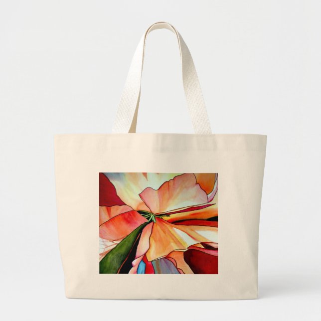 Bolsa Tote Grande Arco-Íris Begonia aquarela (Frente)