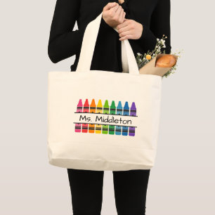 Bolsa Tote Grande Arco-Íris personalizado do professor