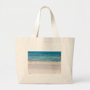 Bolsa Tote Grande Areia branca semelhante e mar azul-turquesa